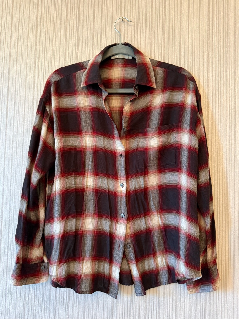Vince Red, Black and White Plaid Button-Down Shirt